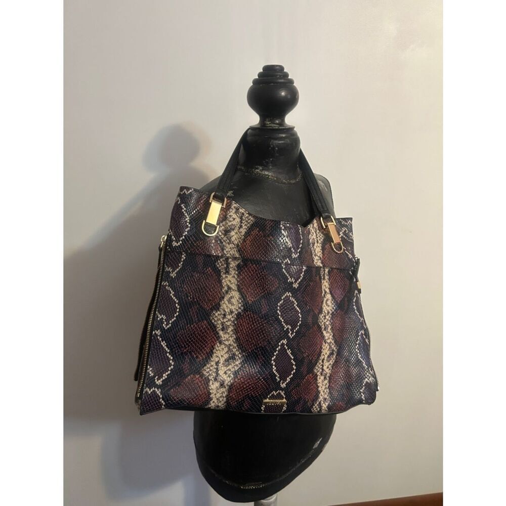 Snake-Print Tote Bag in Brown and Black